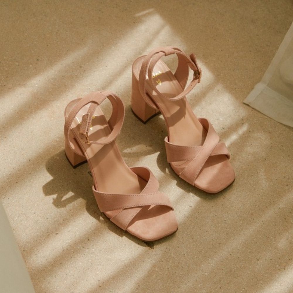 Lulus Alzira Light Nude Suede Leather Ankle Strap High Heels Beige - Size 8